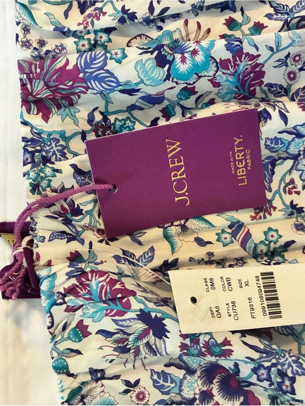 J. Crew Floral Mini Skirt in White with Blue and Purple Flowers